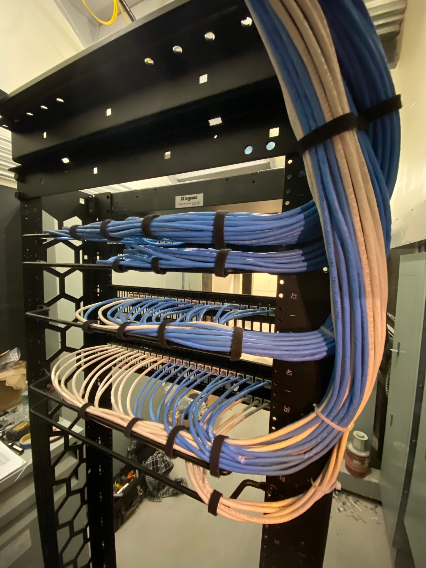 Clean side dressing and patch panel cabling – Southern NH server room cabling